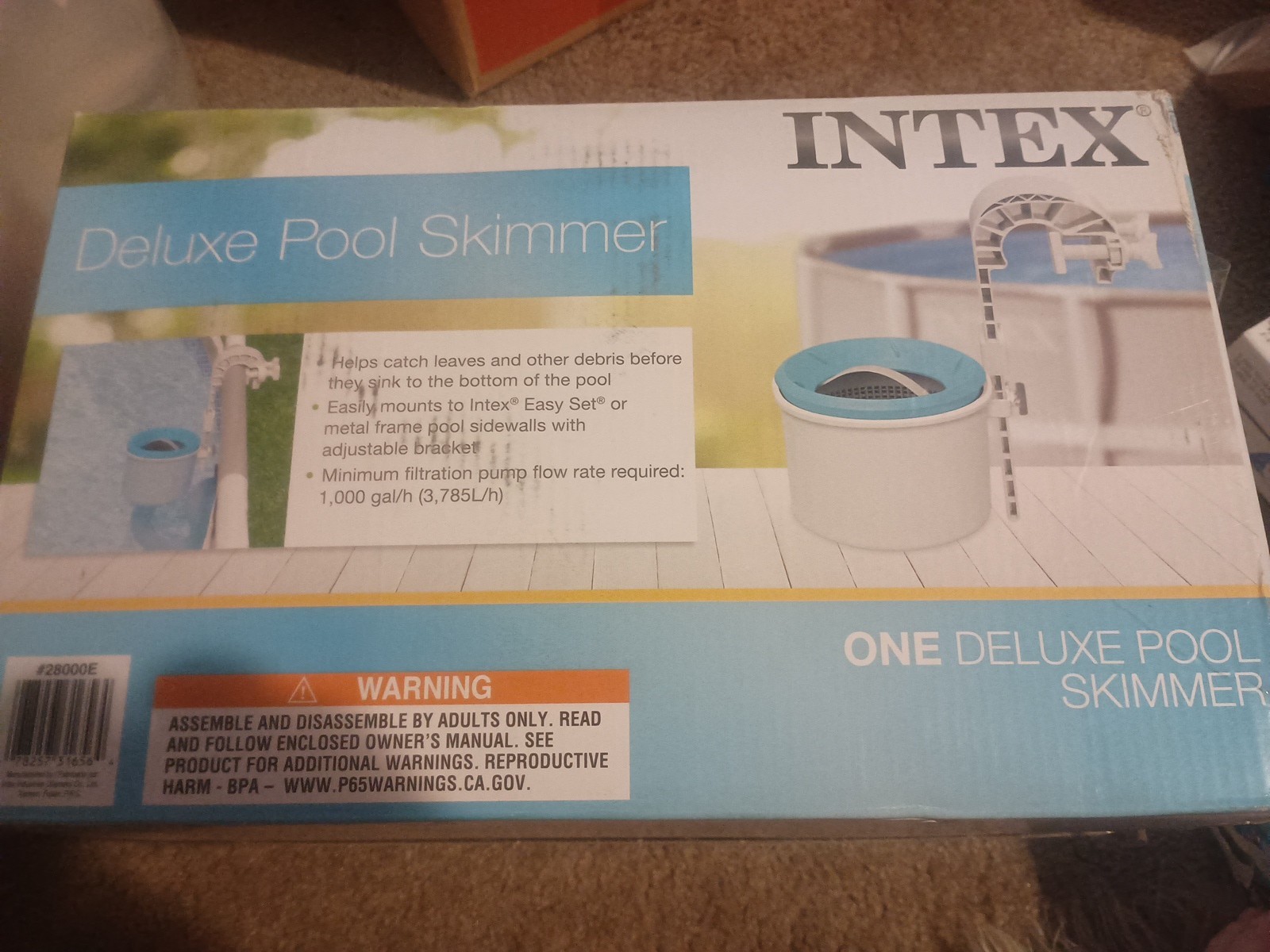Intex Deluxe Wall Mount Surface Skimmer Basket Pool Cleaner 28000E