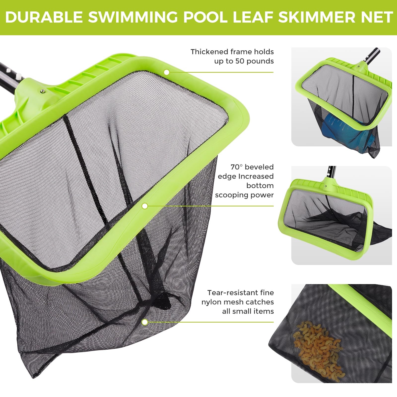 Swimming Pool Cleaning Kit with 10.5Ft Adjustable Aluminum Pole, 17.5&Prime; Rounde…