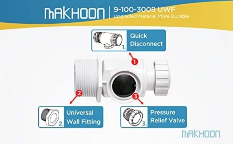 Universal Wall Fitting Replacement for Polaris 360 – Black Relief Valve Included