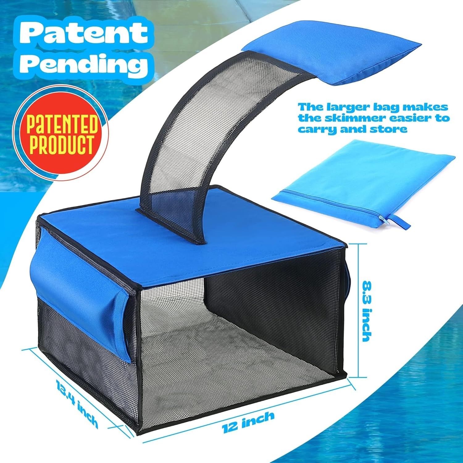 2-in-1 Pool Leaf Skimmer Net with Animal Ramp Pool Cleaning Accessory