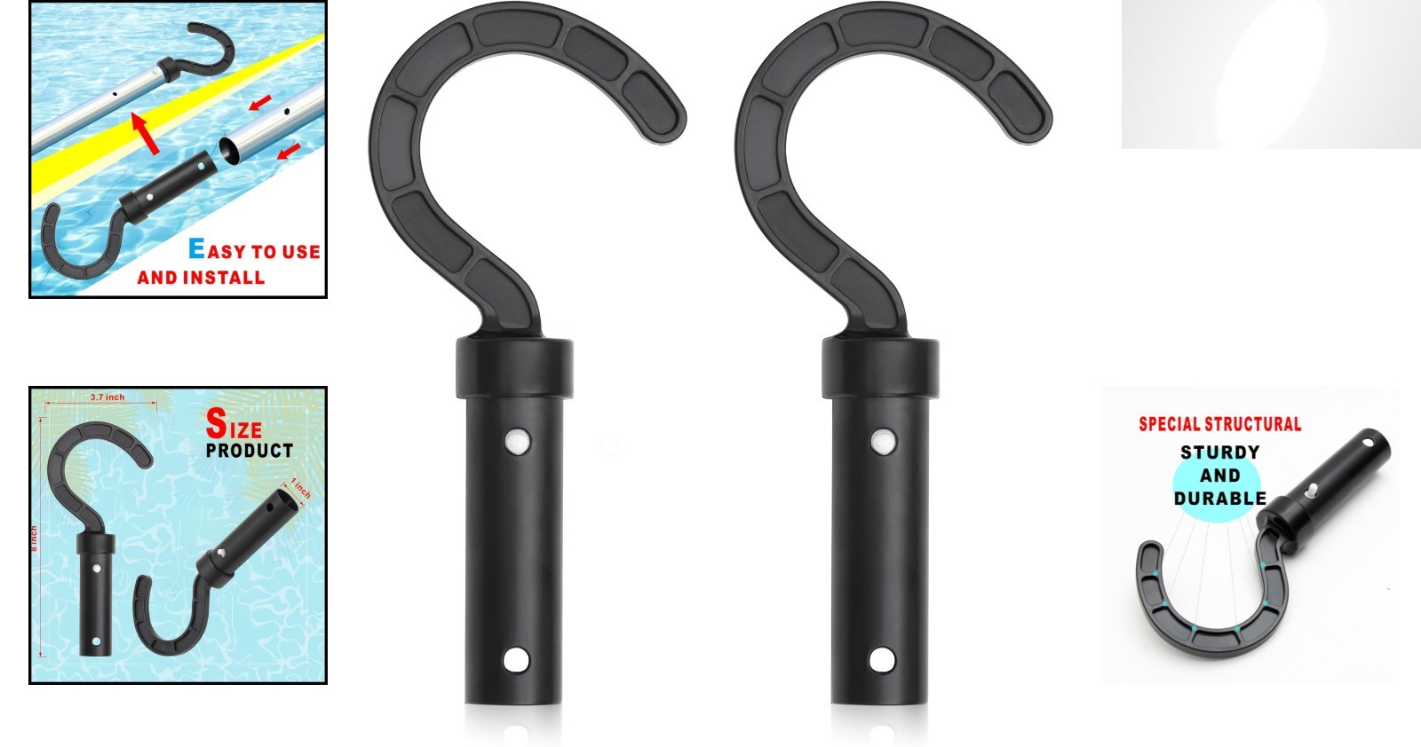 Universal 2 Pack Pool Cleaner Hooks – Perfect for All Surface and Underwater Use