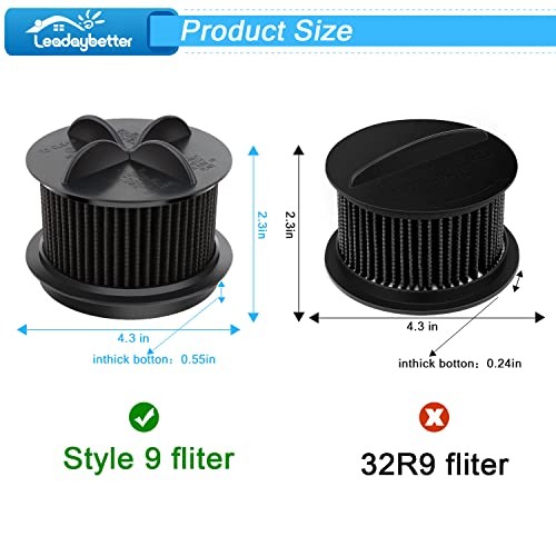 Leadaybetter 2 Replacement Foam & Filter Compatible with Style 9, 10 & 12,
