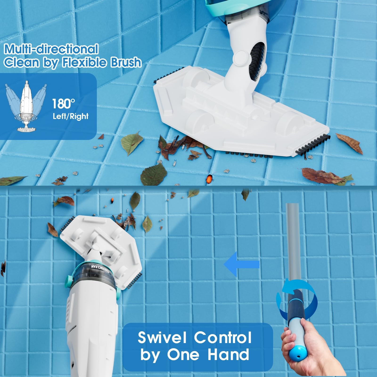 Cordless Handheld Pool Vacuum for Above Ground Pools – Upgraded 26.5GPM Real …