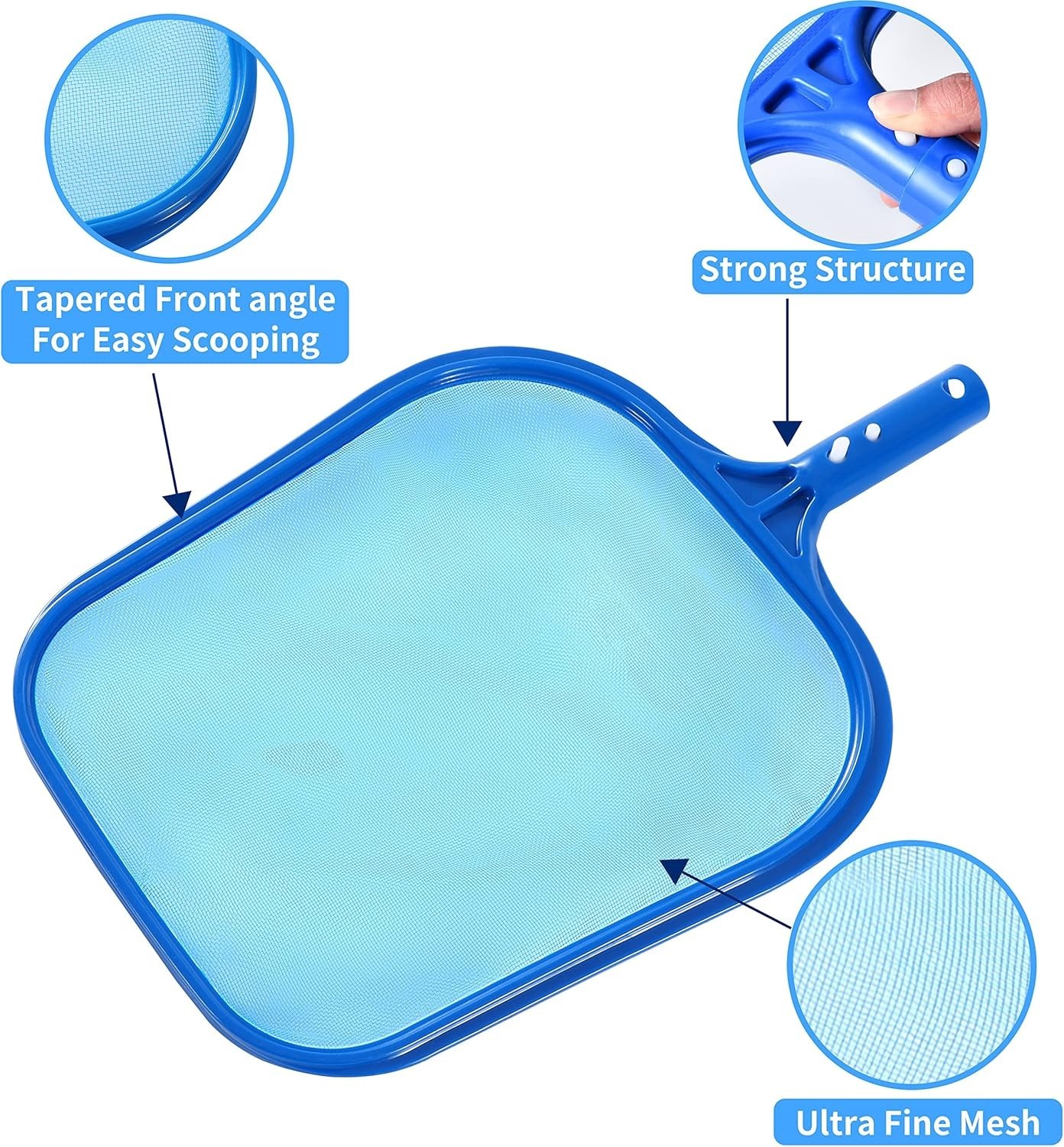 Versatile Pool Skimmer Net for Leaves and Fine Debris – Easy Button Attachment