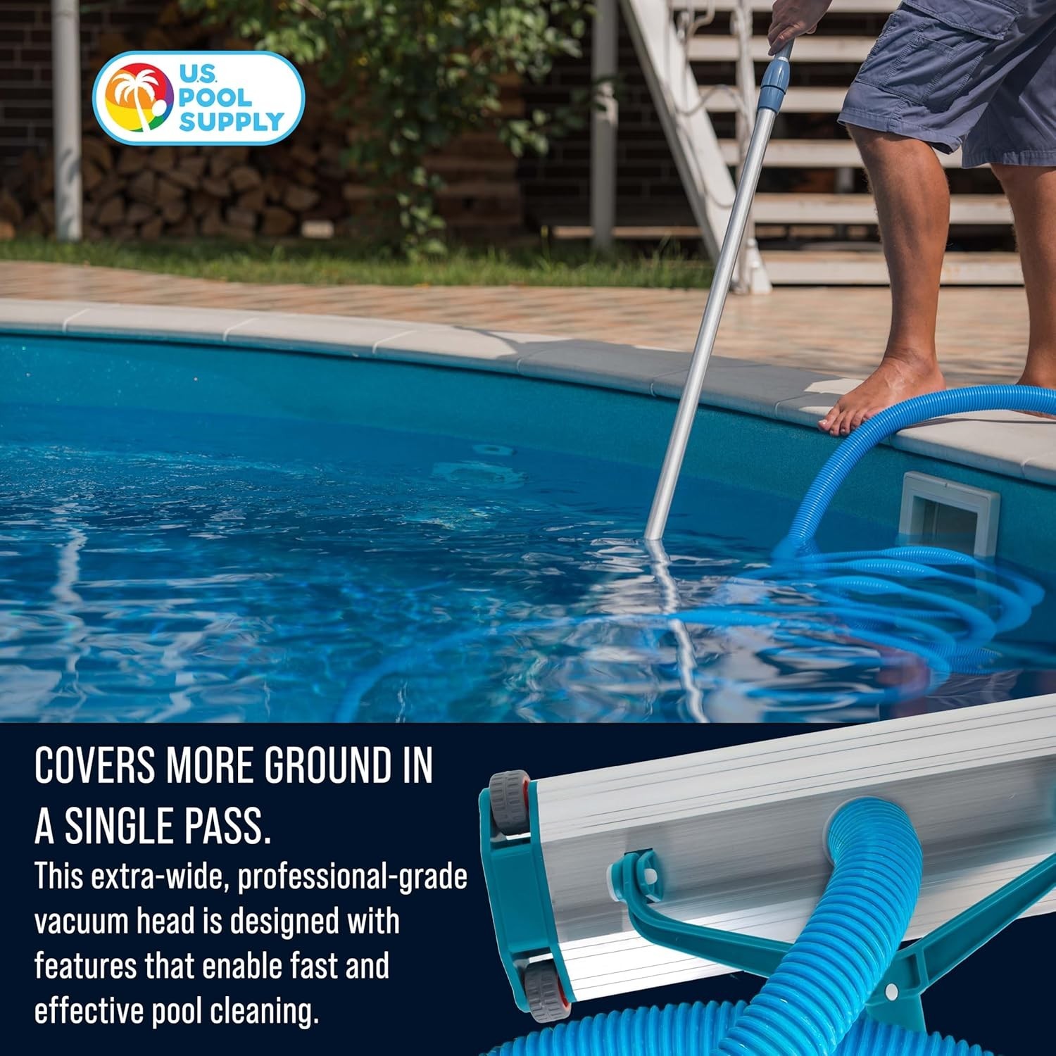 Heavy-Duty 17.5&Prime; Weighted Pool Vacuum Head with Aluminum Body – 5.6 lb Manual…