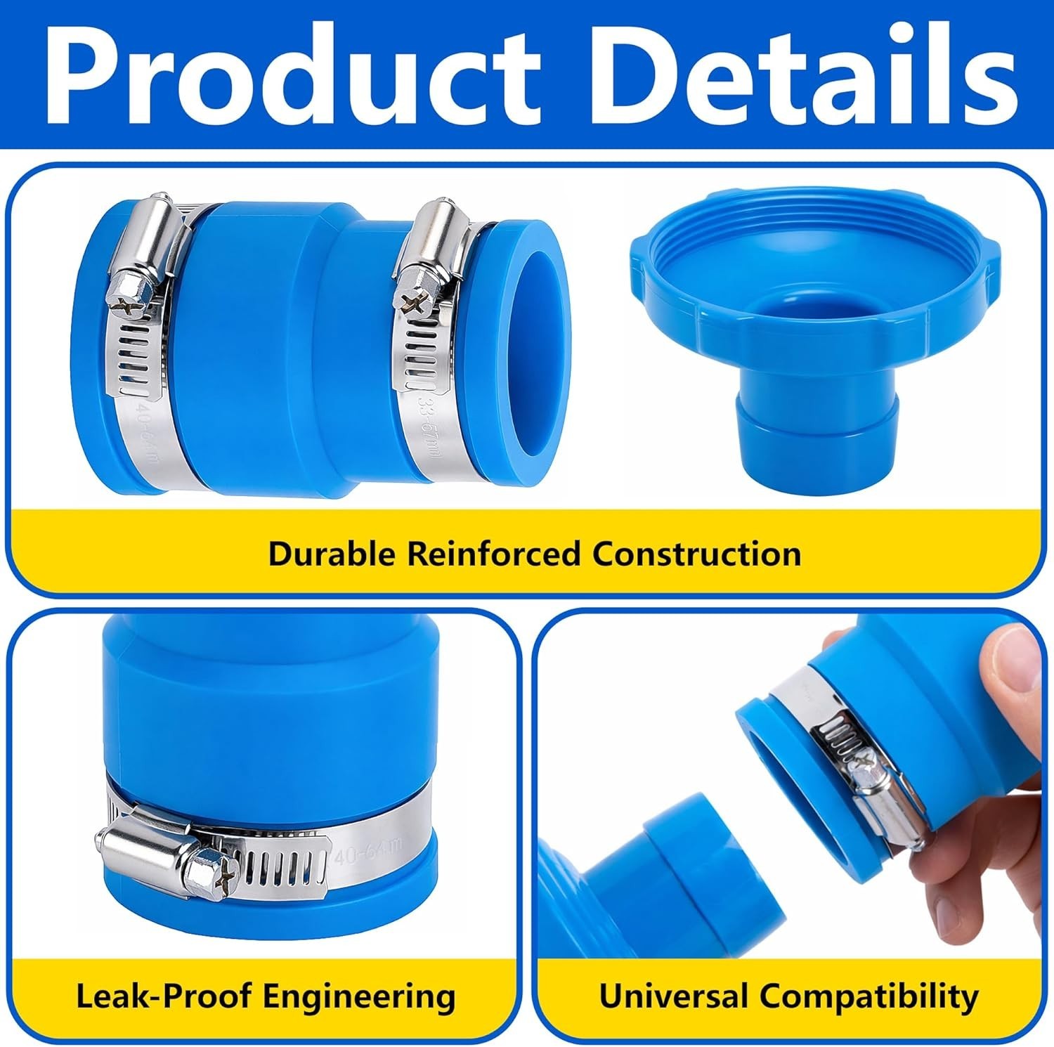 2-Pack Pool Hose Adapter & Connector, Versatile for Efficient Maintenance