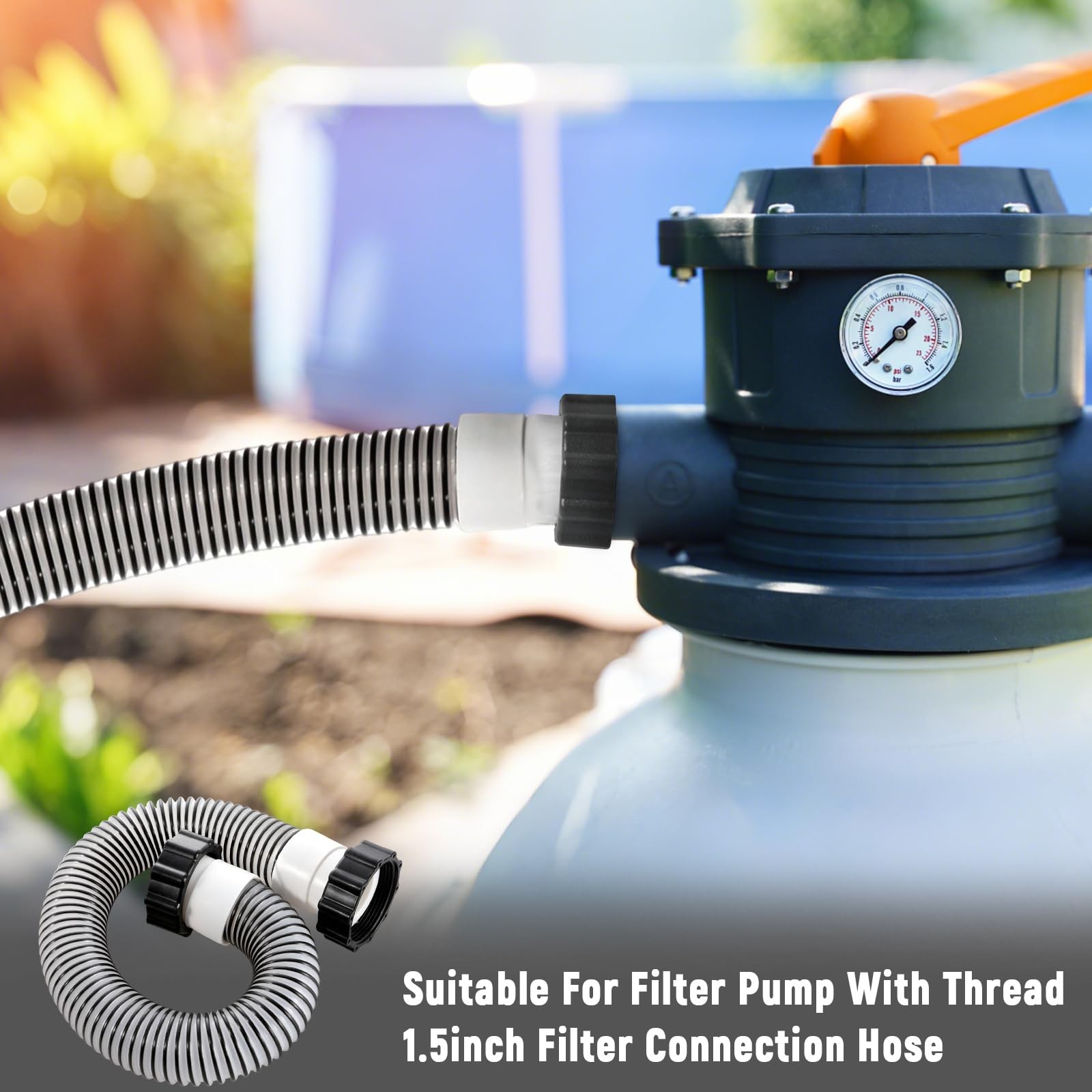Conderyang 24inch 1 1/2&Prime; Pool Sand Filter Pump Hose For Above Ground Black