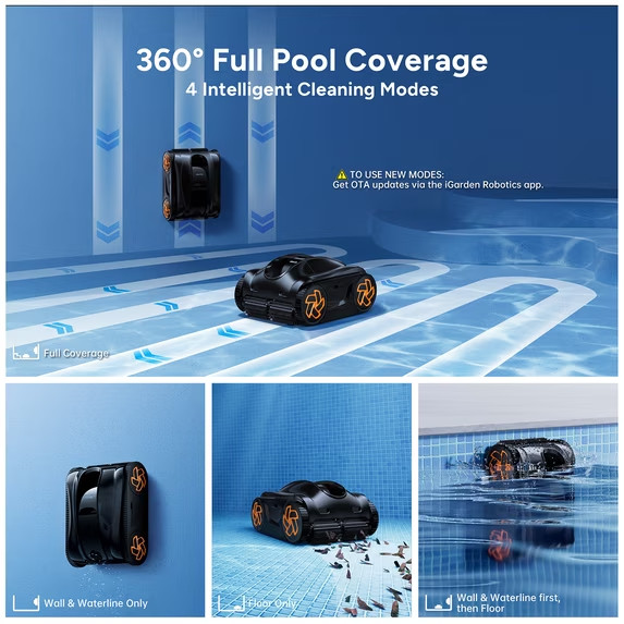 iGarden KN35 210Min Runtime APP Control Robotic Inground Pool Cleaner Vacuum