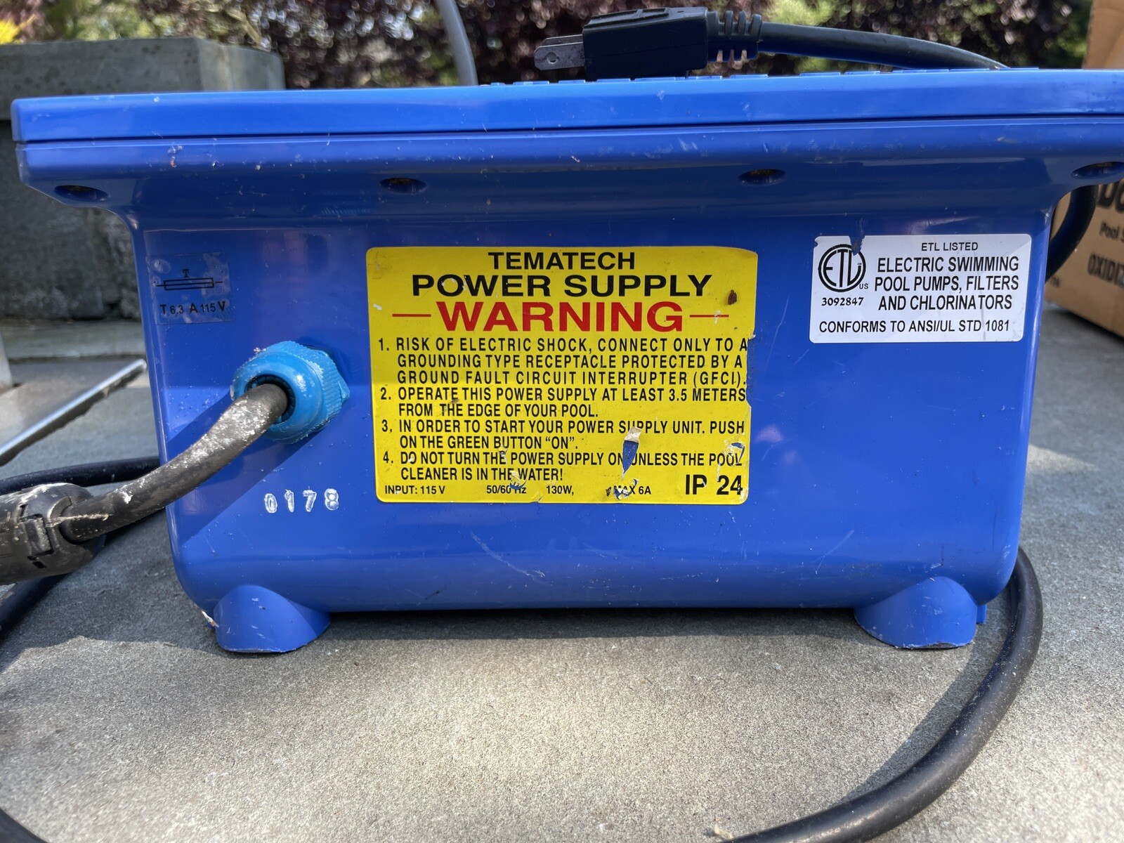 AQUA POWER SUPPLY AS07124 FOR WATERTECH, BLUE DIAMOND S/N:11489166