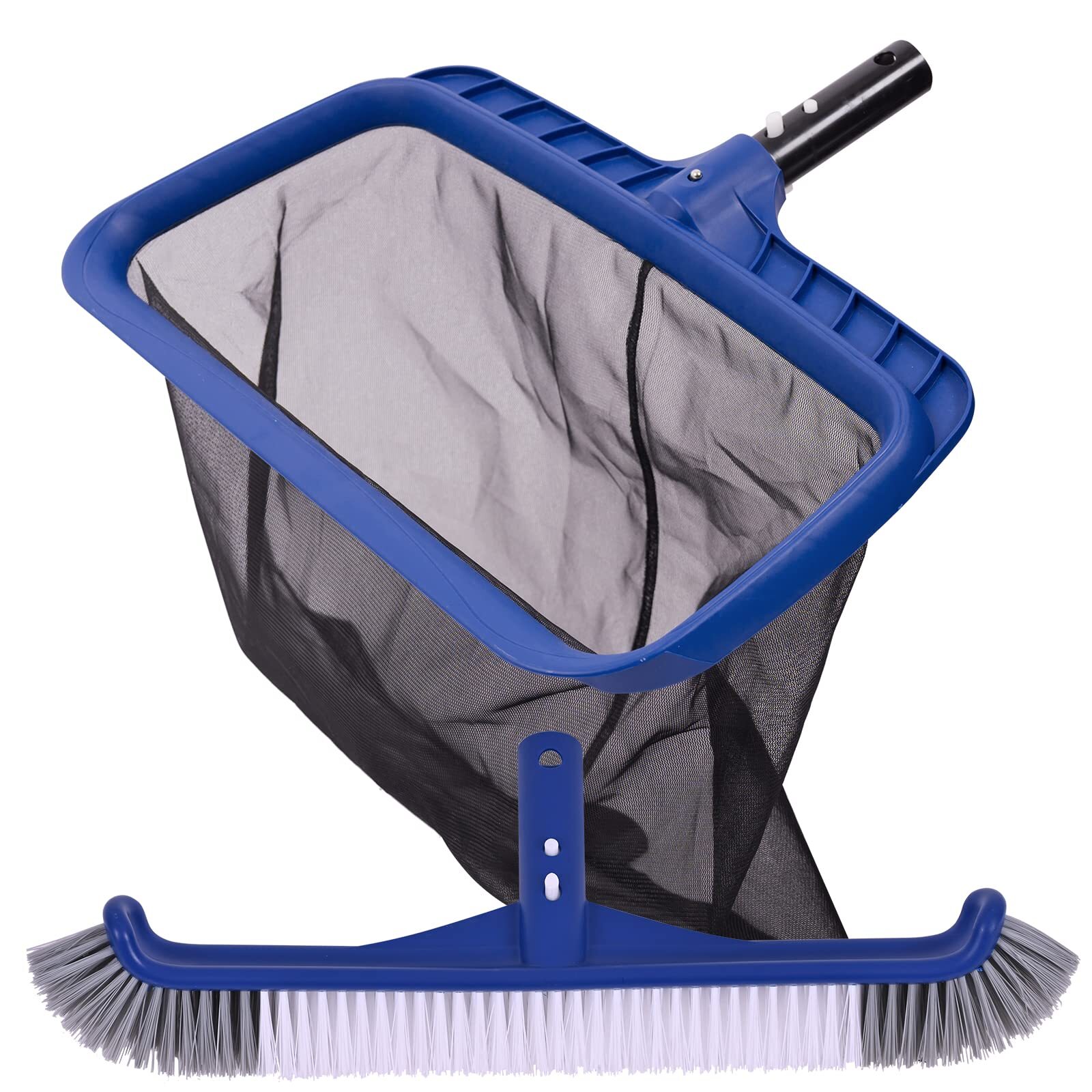 Fine Mesh Pool Net & Brush Head Combo Sturdy Skimmer With 17.5&Prime; Professional Bru