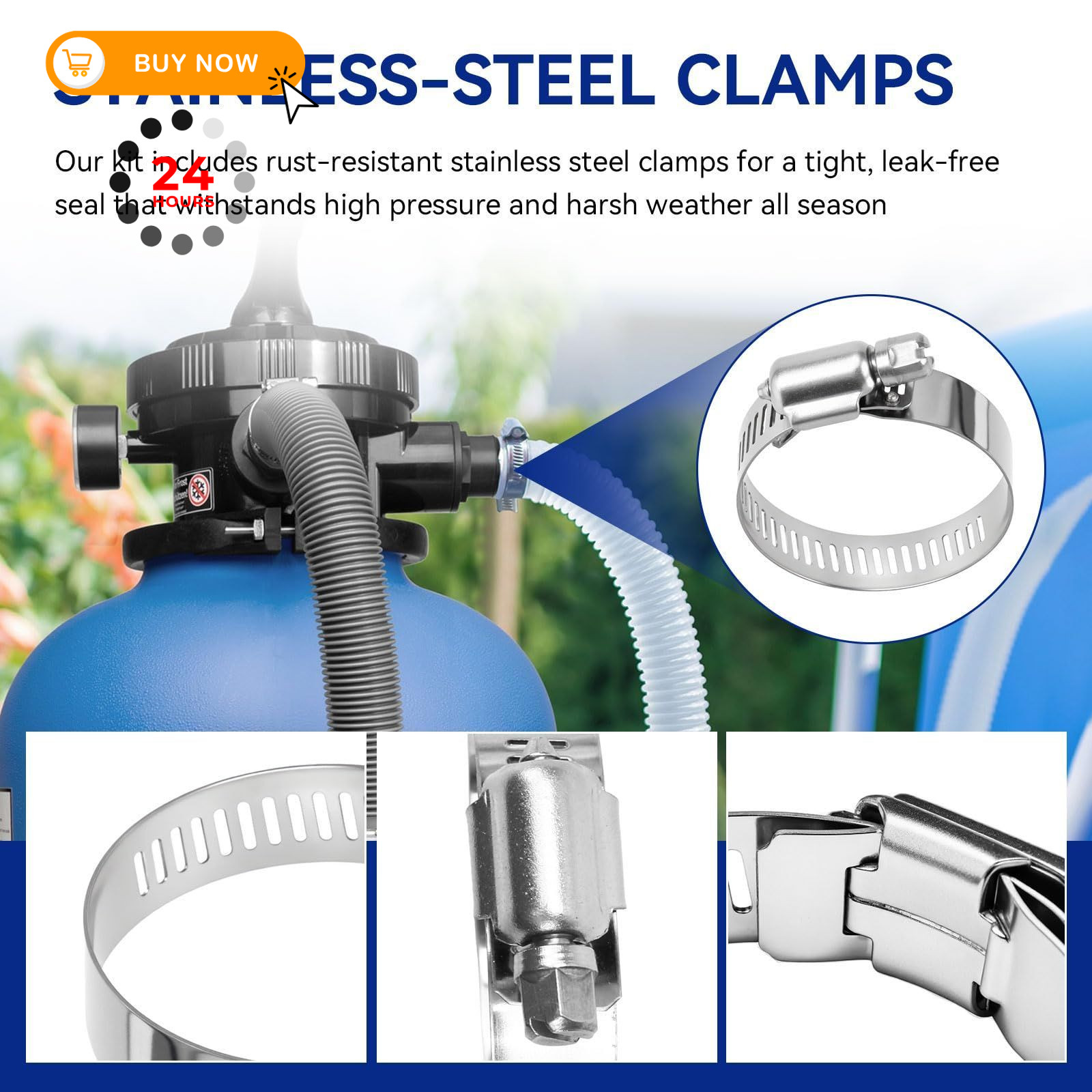 Pool Hoses for Above Ground Pools 1.5&Prime; Diameter 1.5 inches x 59 inches, White