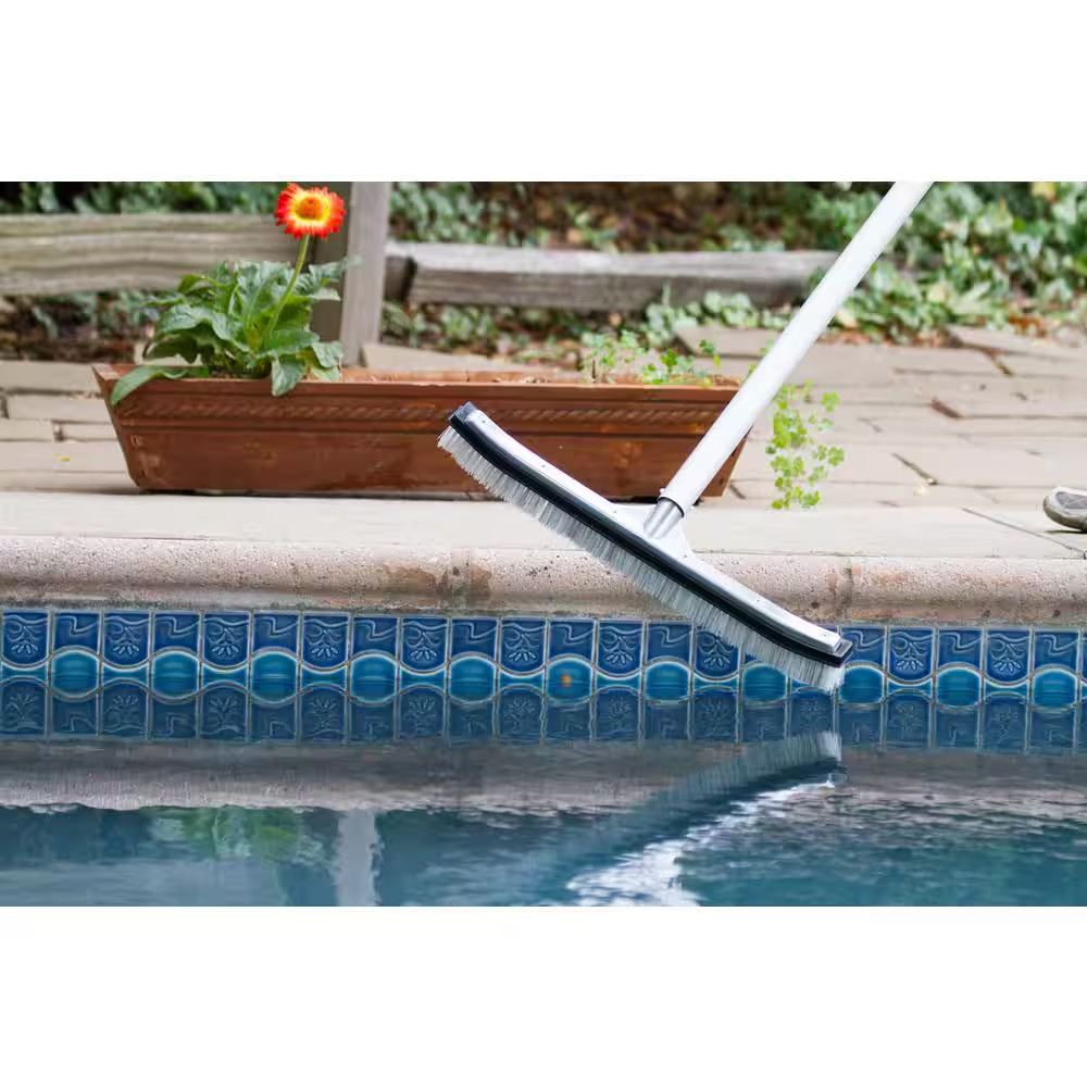 Premier Collection 18 Inch Aluminum-Back Combo Bristle Swimming Pool Brush