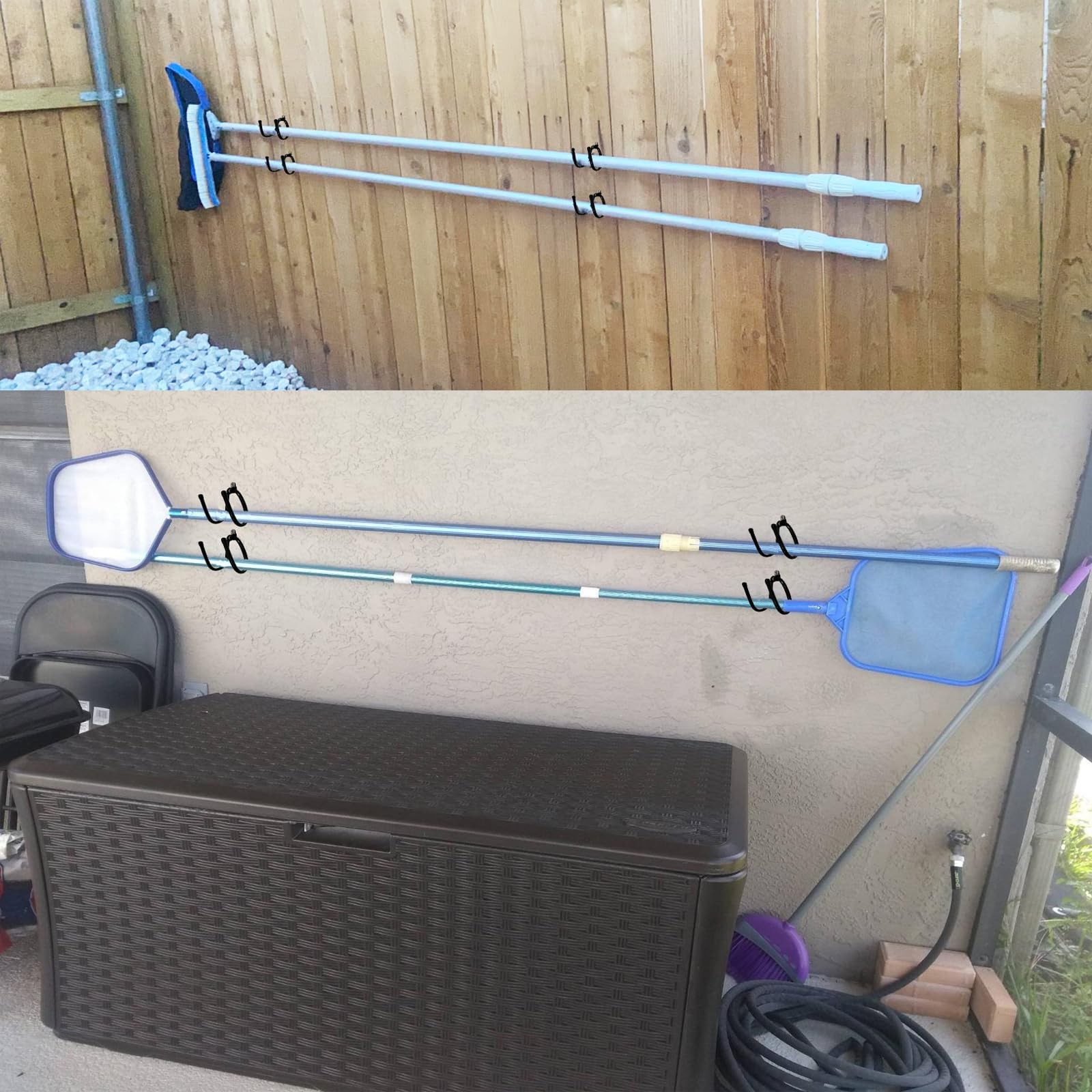 2 Pack Pool Pole Hanger/Hook, Pool Cleaning Tool Holder and Organizer for Poo…