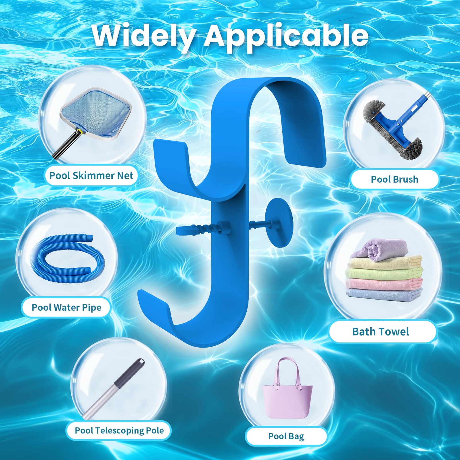 Poolside Pool Leaf Skimmer Net Holder, Above Ground Pool Pole Hanger, Above G…