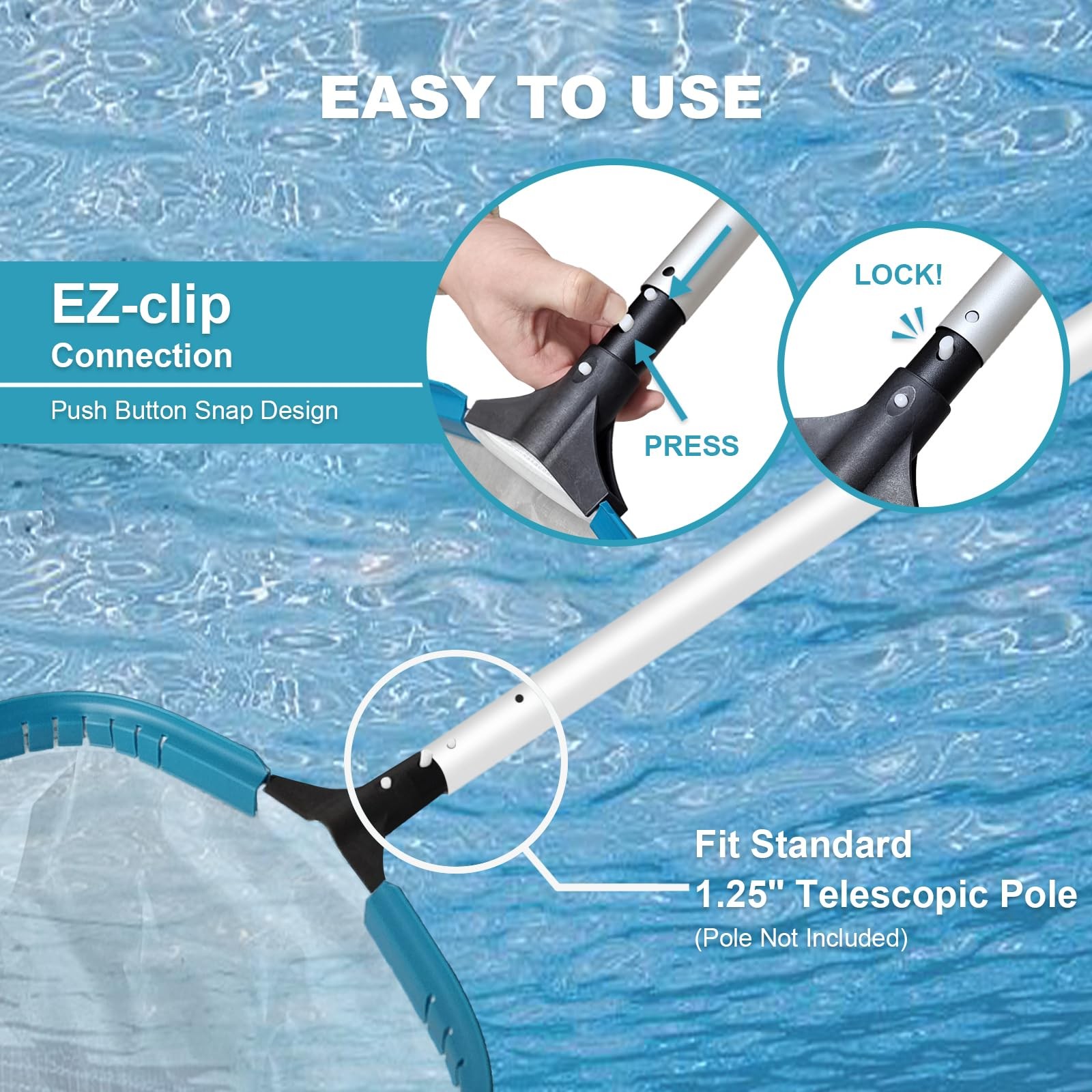 Pool Skimmer Net 14&Prime; L X 6.7&Prime; W X 12&Prime; Depth – Ultra Fine Mesh for Leaves