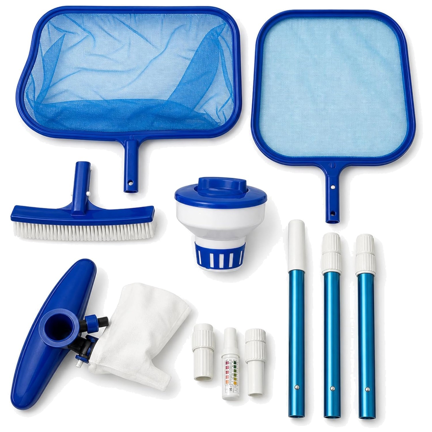 Lightweight Pool Maintenance Set – Telescoping Pole, Skimmer