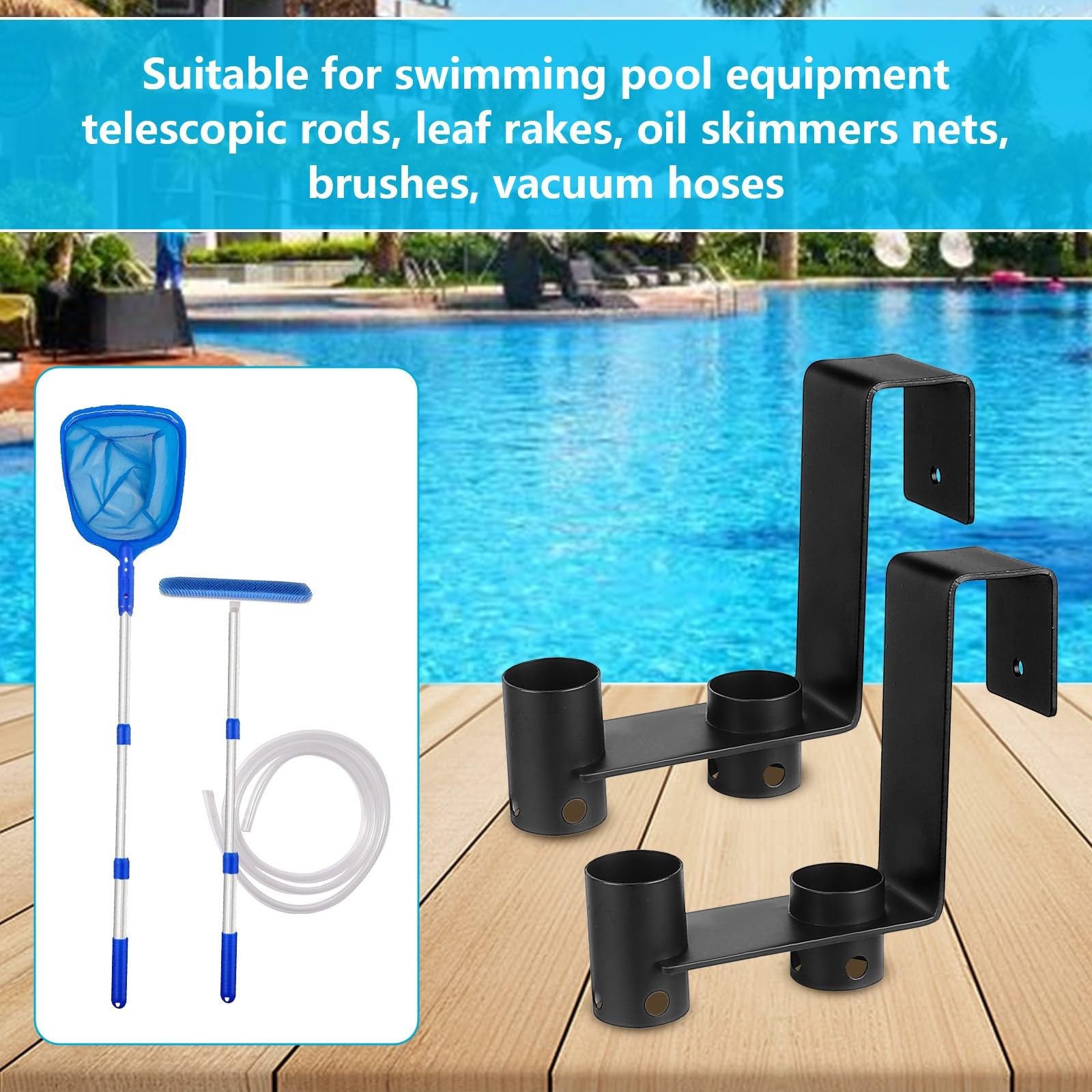 2 Pcs Pool Fence Hooks, Pool Tool Organizer, for Hanging Pool Cleaning Access…