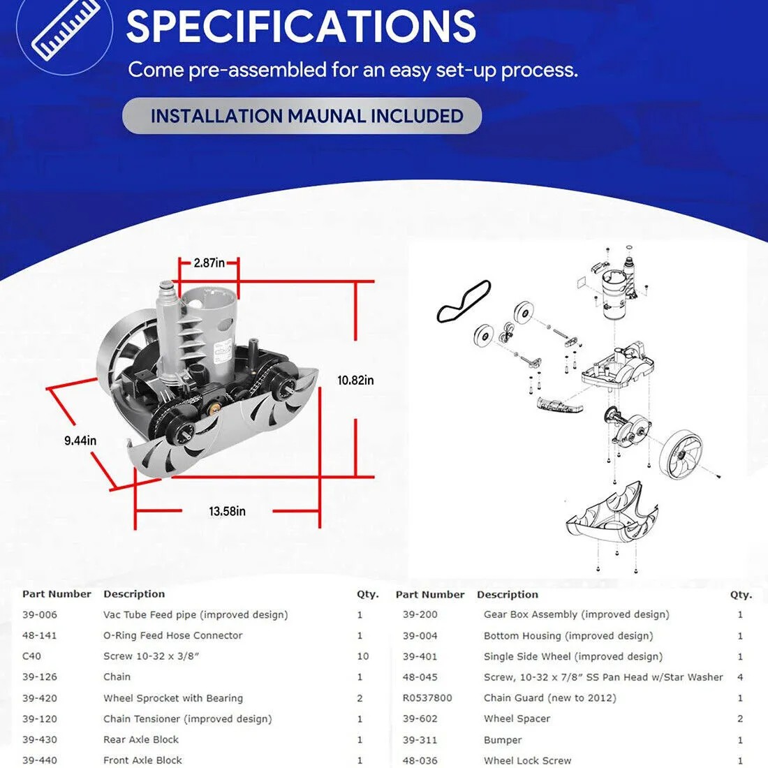 Replace Zodiac Polaris 3900 Sport F6 Pool Cleaner Tune Up Rebuild Kit R0543200