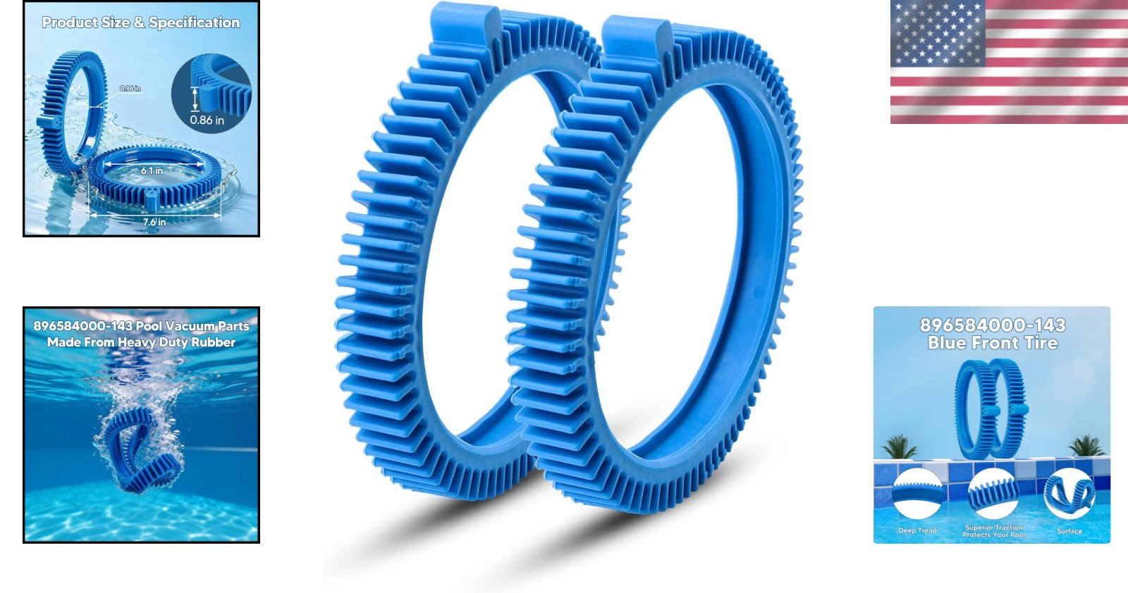 2-Pack Blue Tire Kit for Haywood & Hayward Pool Cleaners – Easy Install