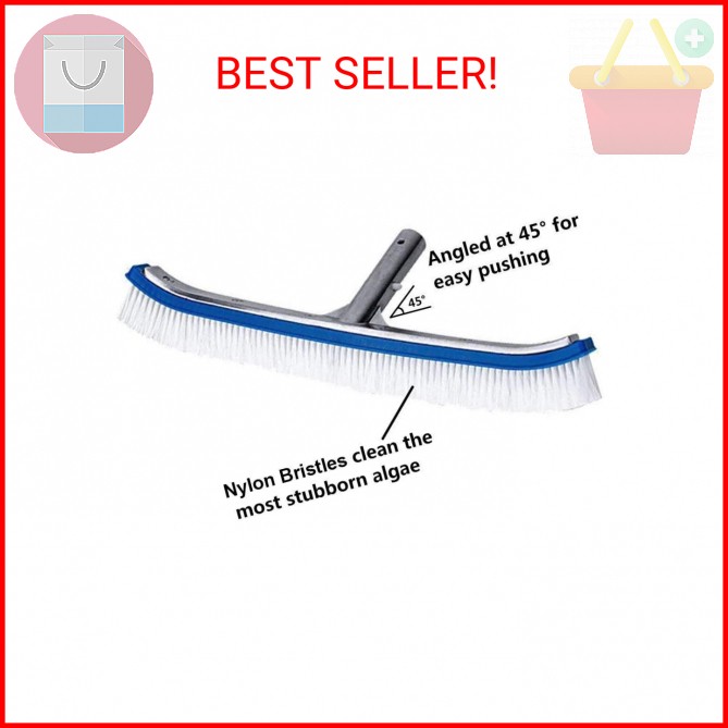 Swimming Pool Wall & Tile Brush,18&Prime; Heavy Duty Vinyl Polished Aluminum Back Clea