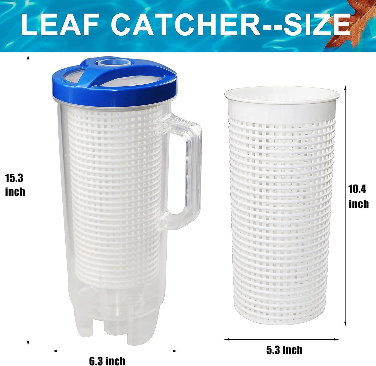 Large Pool Leaf Canister Catcher, in-line Filter White