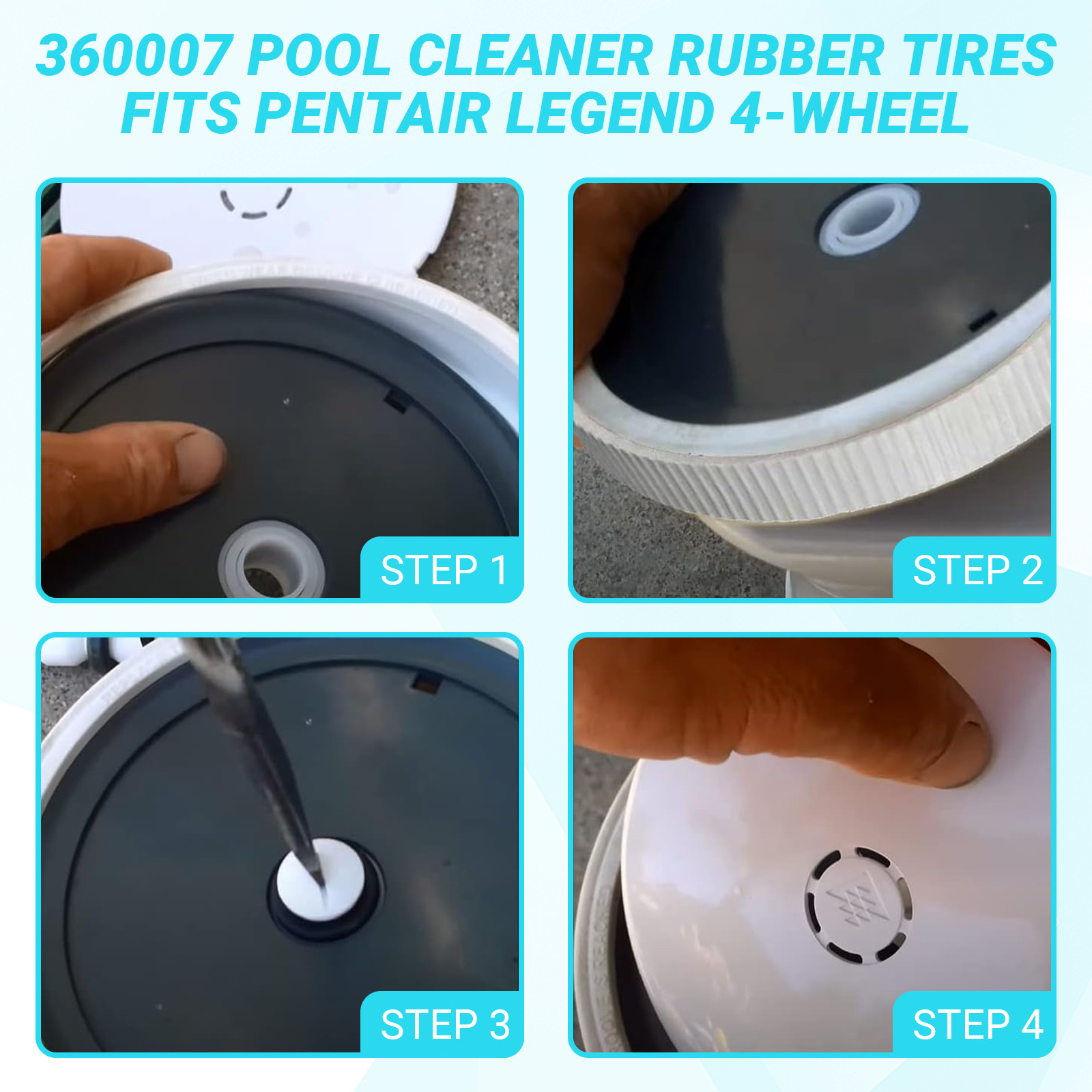 360007 Pool Cleaner Wheel Rubber for Pentair Legend Pool Cleaner Tire LLC1 4 PCS