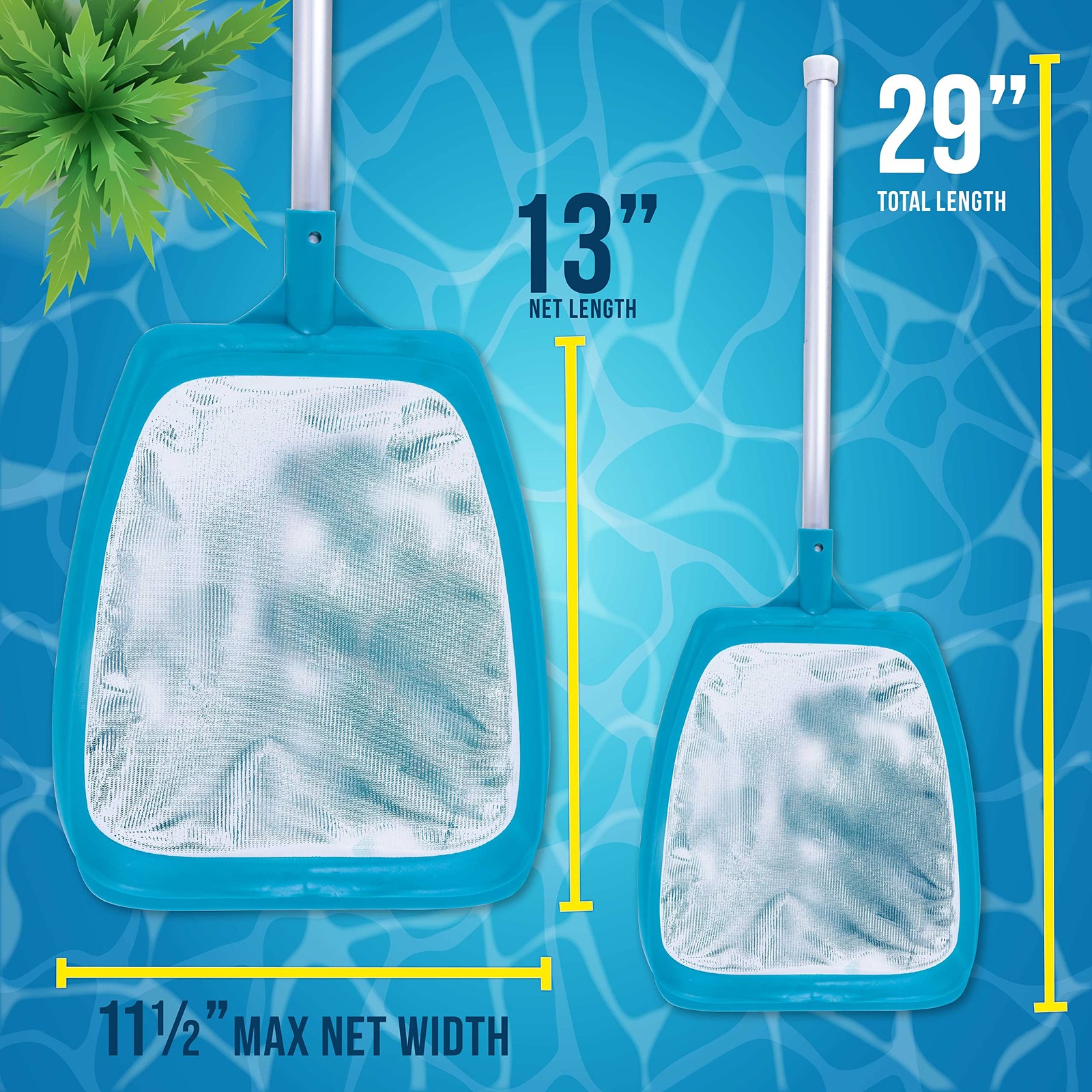 Pool Spa Hot Tub Leaf Skimmer Net with 17 Aluminum Pole Ultra Fine Mesh Cleaning