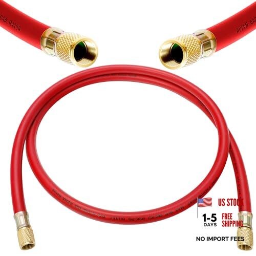 New 3/8&Prime; HVAC Vacuum Hose, Red (High Side) Refrigerant Charging Hose,Standard