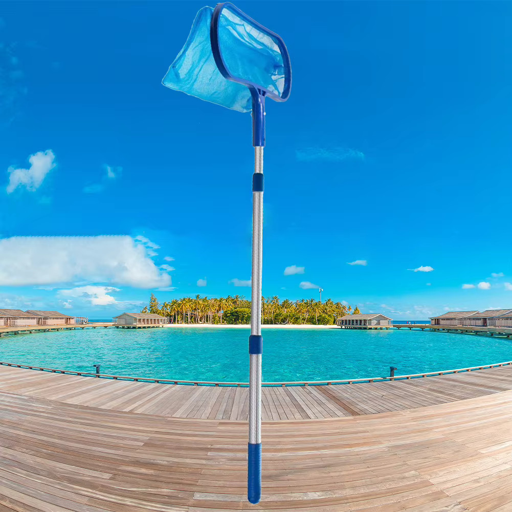 Pool Skimmer Net Fine Mesh Leaf Rake Deep Bag with Pole Adapter Cleaning