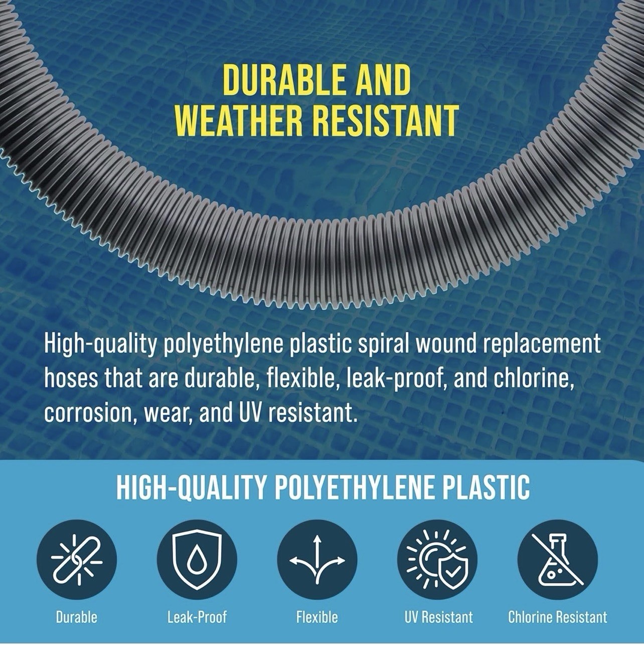 NEW – 1.5&Prime; Heavy-Duty Above Ground Pool Pair of 6 Foot Hose Replacements