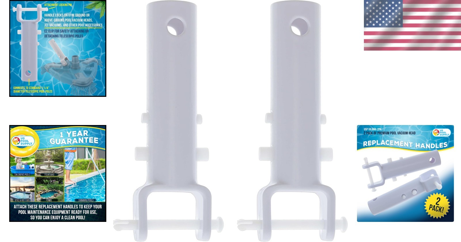 Effortless Pool Maintenance with 2 Sturdy Vacuum Handles – Fits 1-1/4&Prime; Poles