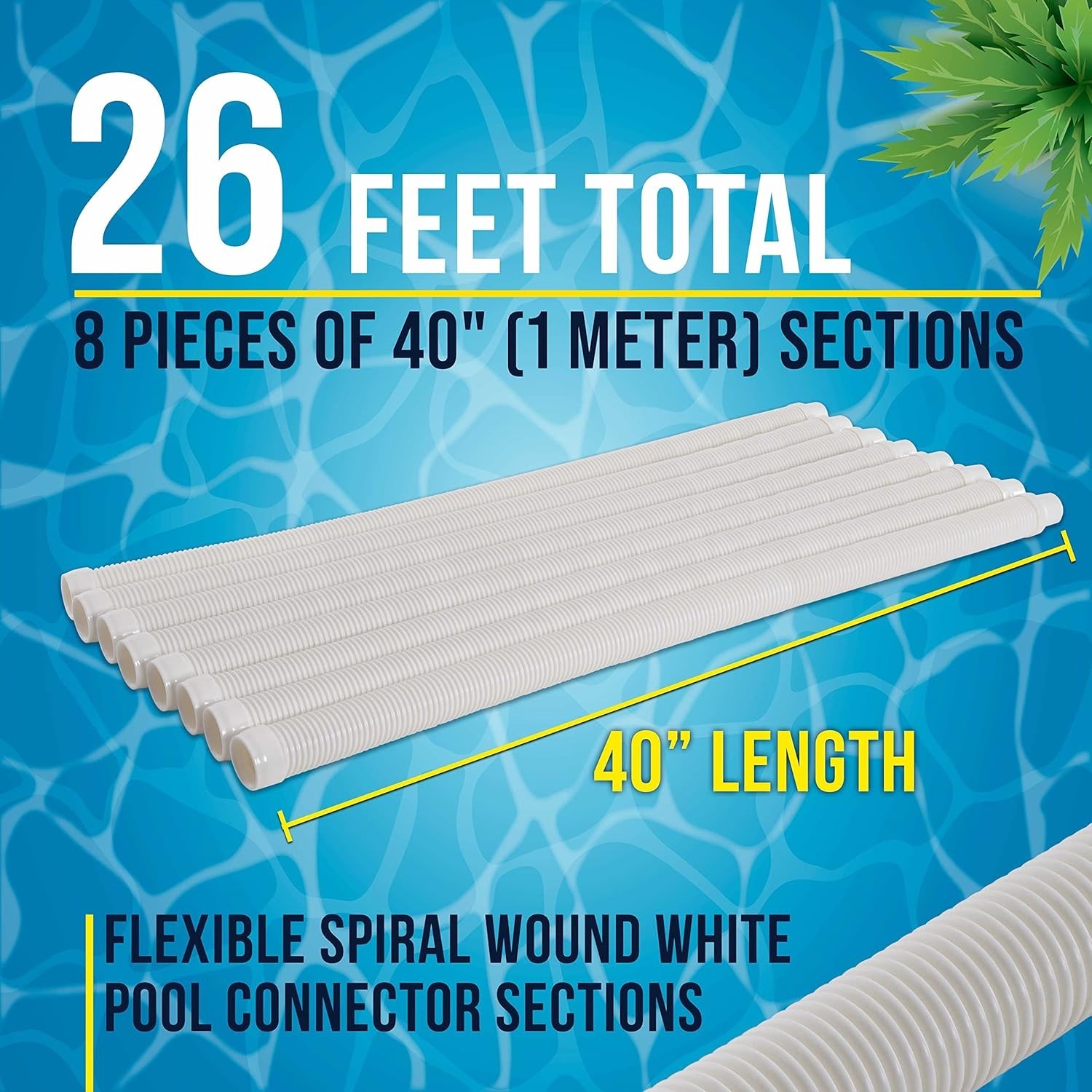 Complete Pool Vacuum Hose Set, 40 Inch Sections Designed for Most Cleaner Brands