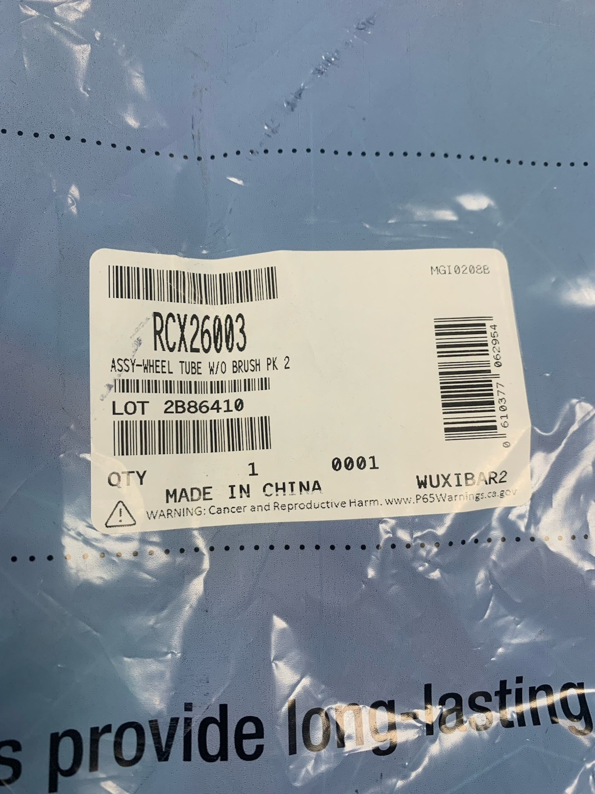Hayward Wheel Tube RCX26003 Black White Plastic Pack of 2 Pool Cleaner Part
