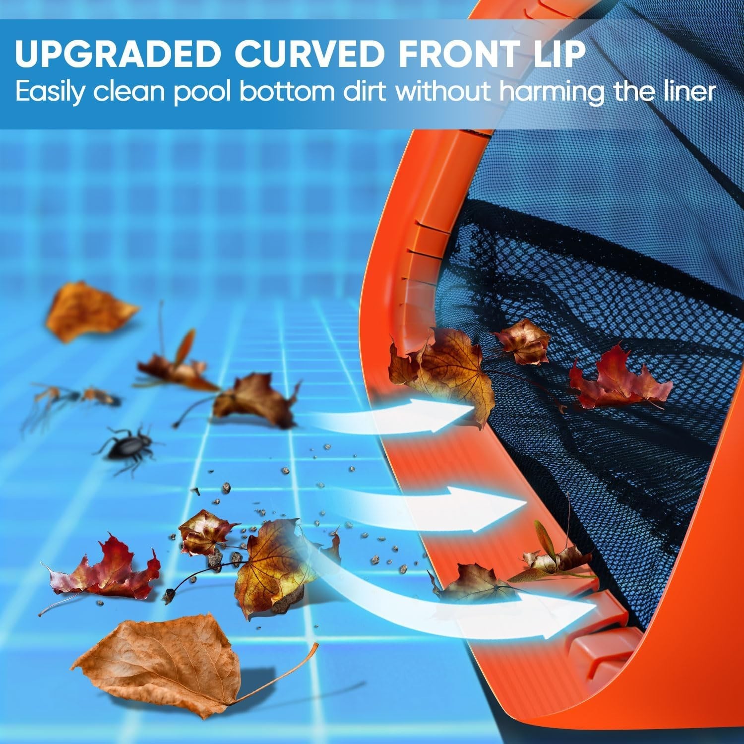 17.5&Prime; Pool Net, Pool Skimmer Net with Double-Layer Netting Bag, Aluminum Frame,