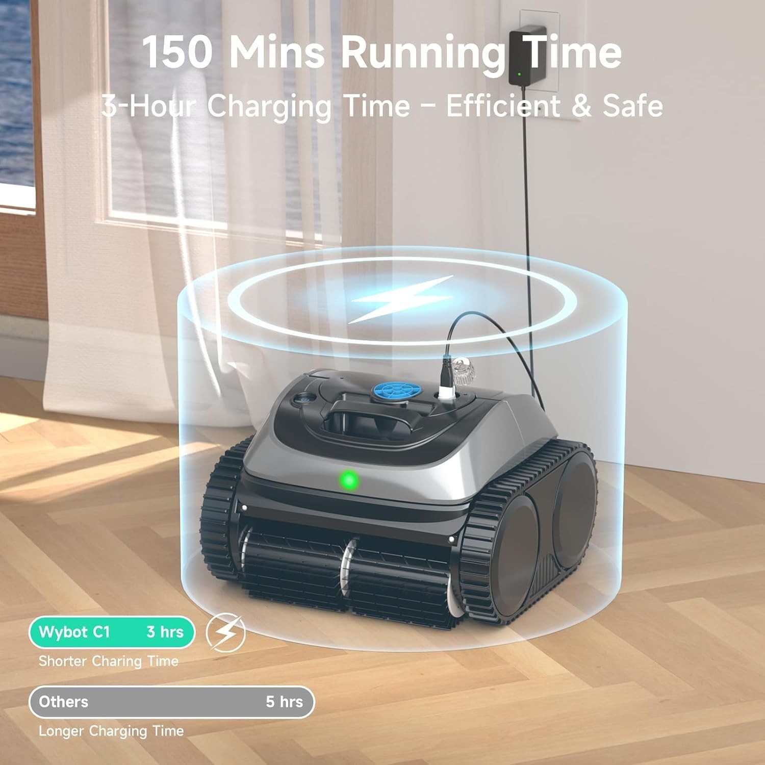 WYBOT C1 Pool Cleaner Wall Climb Cordless Robotic Pool Robot In-Ground Pools