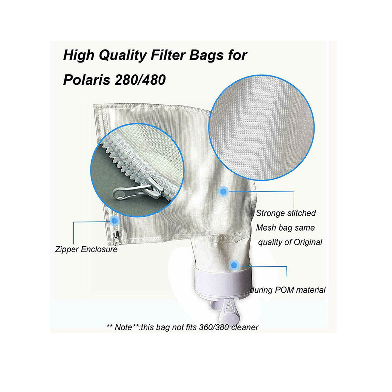 3 Pack Pool Cleaner All Purpose Bag K16 Fits for Polaris 280, 480 Super Bag