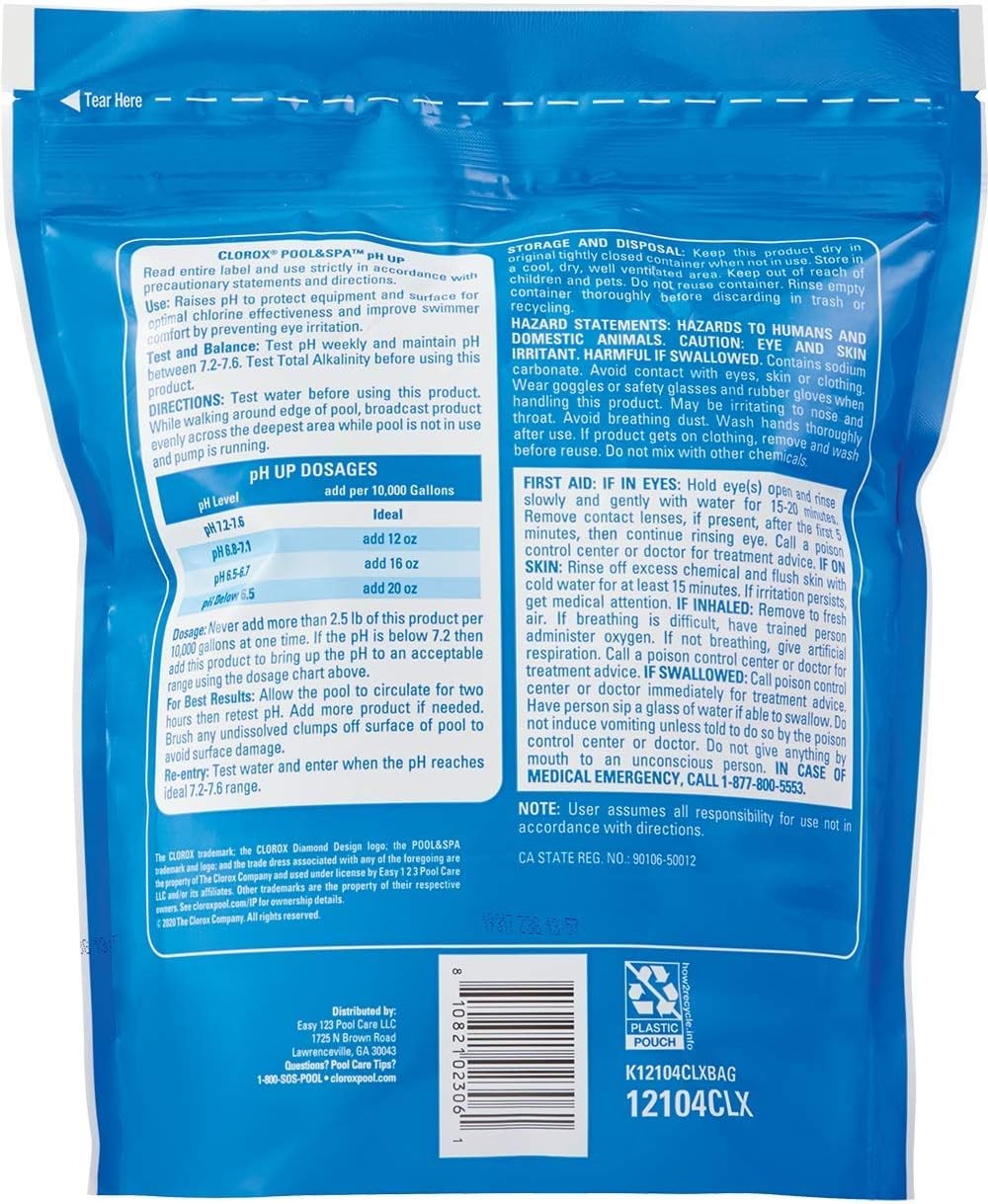 Pool & Spa Swimming Pool pH Up, Raises pH, Protects Against Eye&Skin Irritation