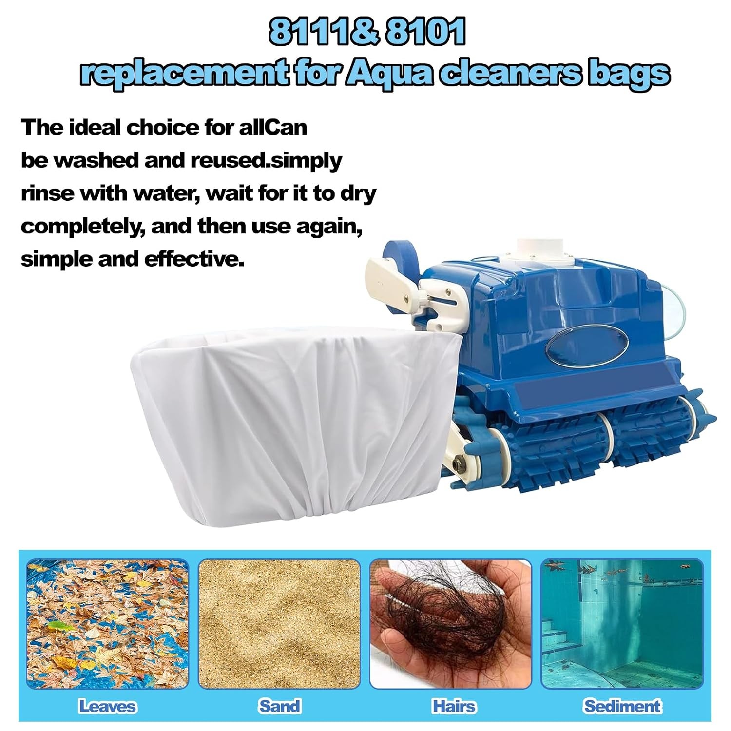 Pool Cleaner Replacement Fine Filter Bag for Aquabot Filter Bag A8111PK | Pool V