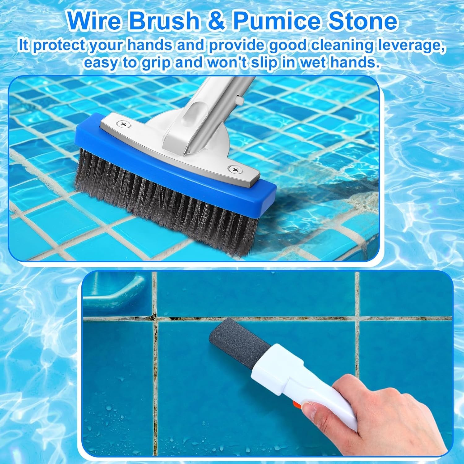 5-Piece Pool Cleaning Kit with Stainless Steel Brush, Pumice Stones, Scrub Br…