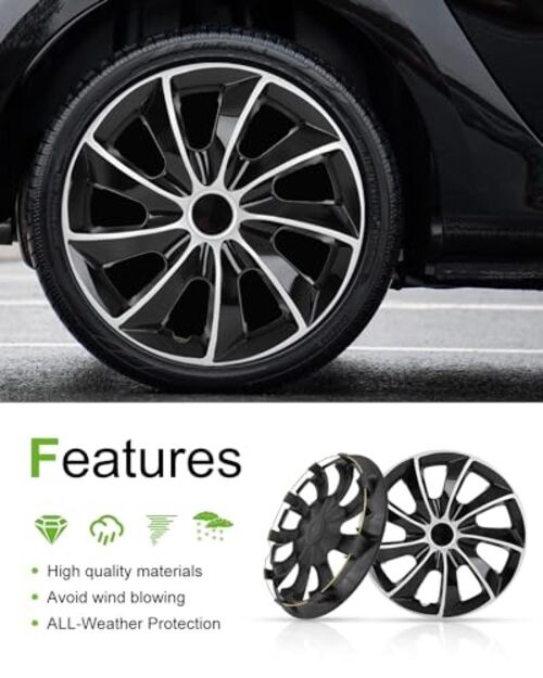 Snap On Hubcap Rimch Auto Tire Replacement Exterior Cap OEM Steel 15 in black