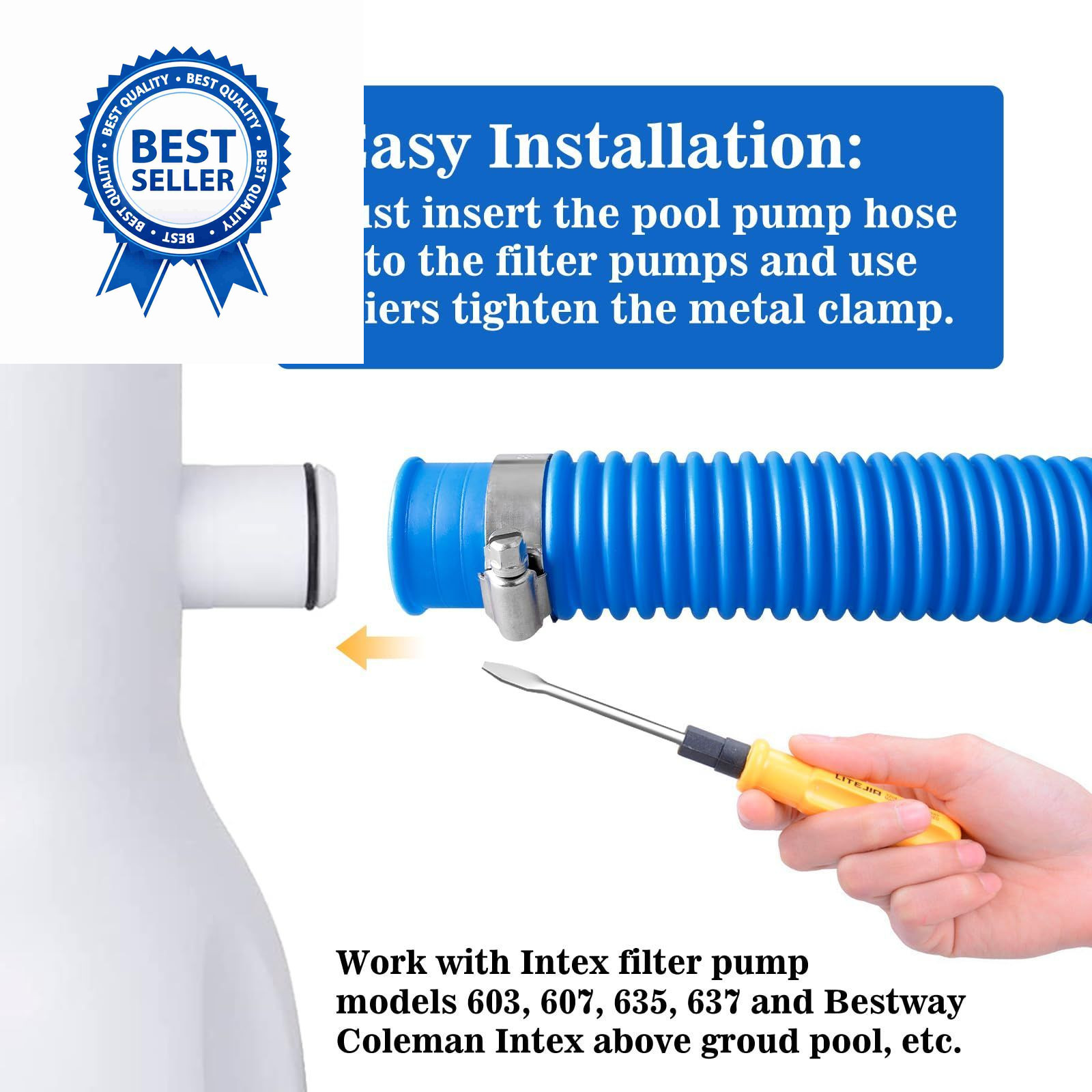 ownwhim Pool Pump Hoses for Above Ground – 1.25 x 41 41 inches, Blue