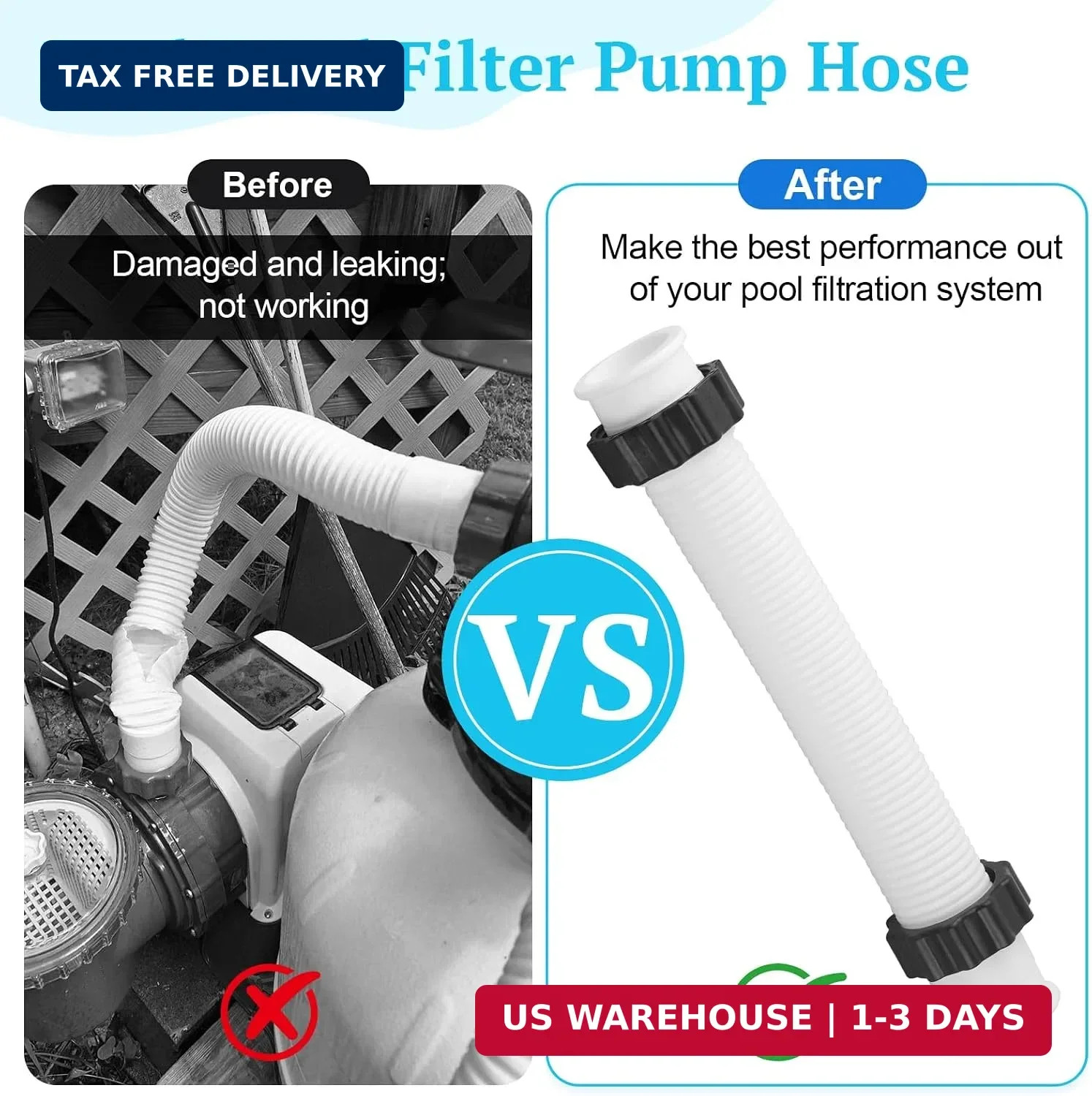 11535 Pool Sand Filter Pump Hose, 16 Inch Interconnecting Hose for Intex Sand Fi