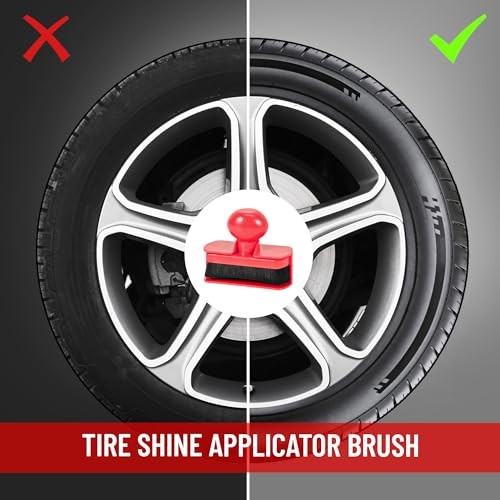 Car Tire Shine Applicator,Vegan Tire Shine Applicator with Curved 2 Black & Red