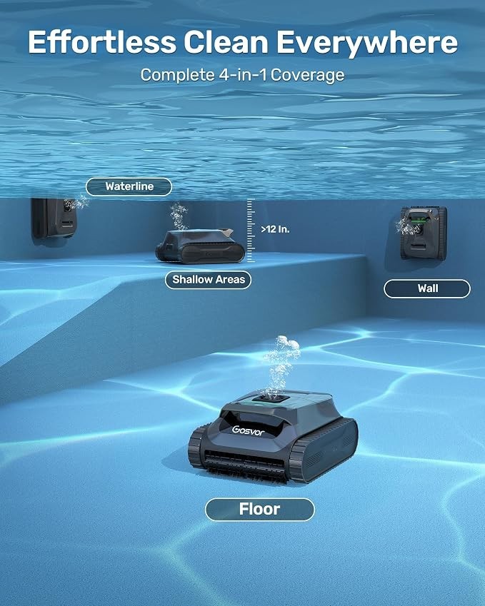 Gosvor LiteVac G1 Pool Robot Cleaner Wall Waterline 200min 2153sqft Smart WiFi+