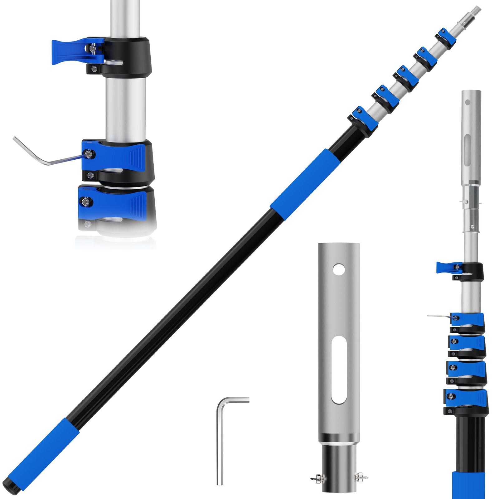 TONYINGO 5-20 FT Telescopic Pool Pole, Aluminum Alloy Extension Pole with Fli…