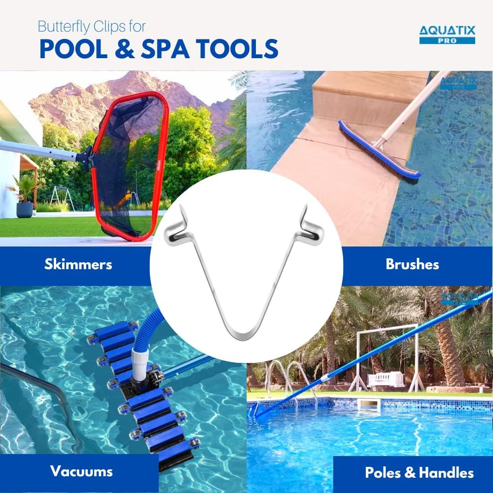 Stainless Steel Pool Butterfly V Clips, 6 Pack, Strong Replacement