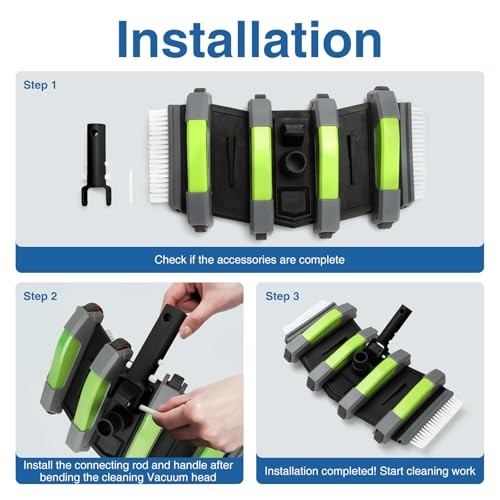 Pool Cleaning Vacuum Head with Wheels & 1-1/4&Prime;, 1-1/2&Prime; Hose Adapter，Heavy GREEN