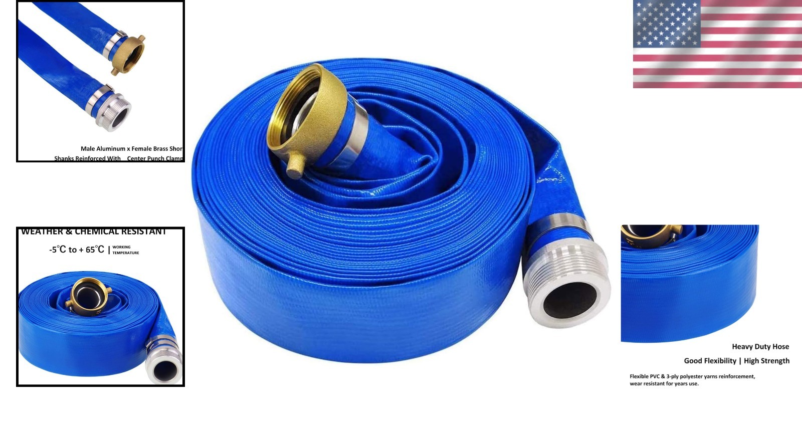 Versatile 2&Prime; x 25&prime; Heavy Duty Blue PVC Backwash Hose – Resistant to Chemicals