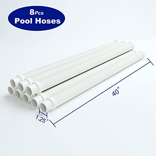 Vacuum Hose/Replacement Pool Hose -1.5” 8 Hoses for Pool,Spa White