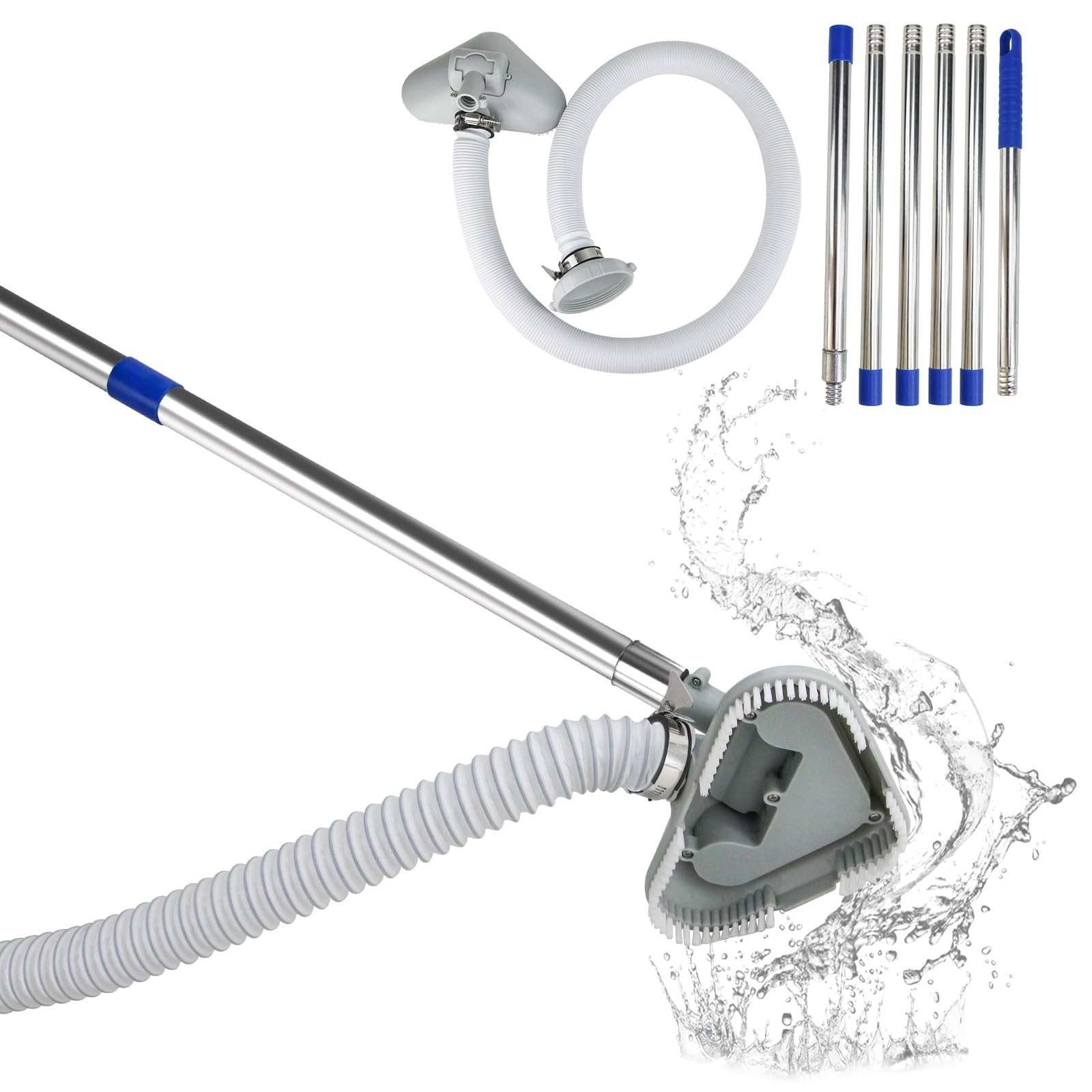 Pool Vacuum Cleaner for Above & In-Ground Pools, 13FT Extendable Hose & Rods